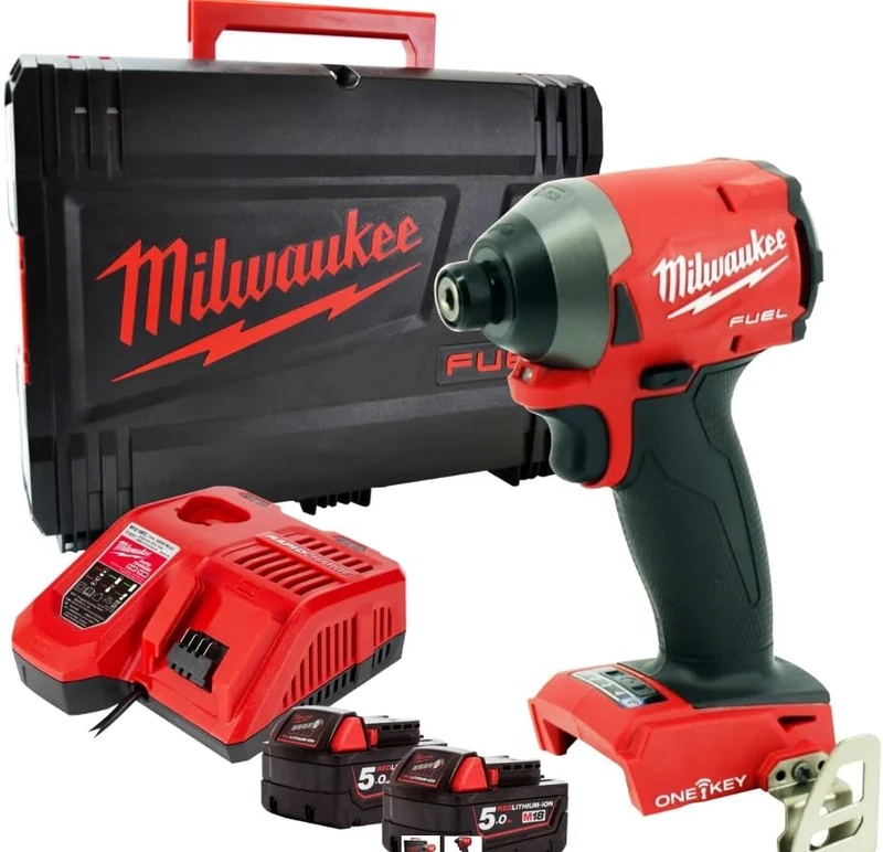 Milwaukee M18 ONEID2-502X Avv. Compact Pulse 18 Volt 1/4 Inch 5.0 Ah Fuel One Key Technology Case HeavyDuty, 18 V