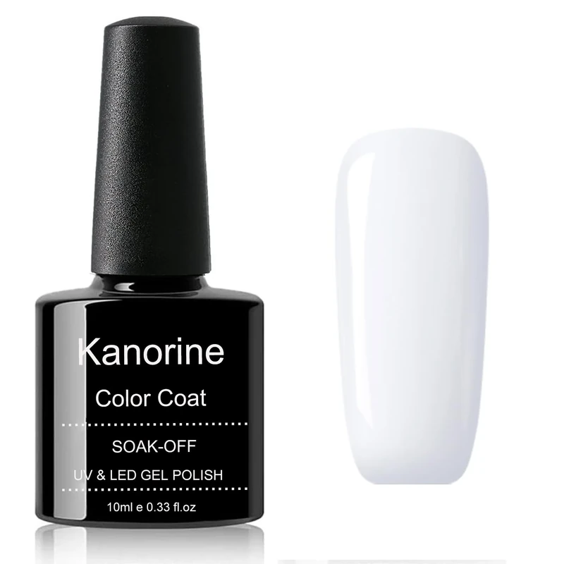 KANORINE Gel Polish Soak-Off UV/LED White Colour Gel Nail Polish white Color Coat Gel Nail Varnish Nail Art TYPE french manicure Long Lasting 10ml