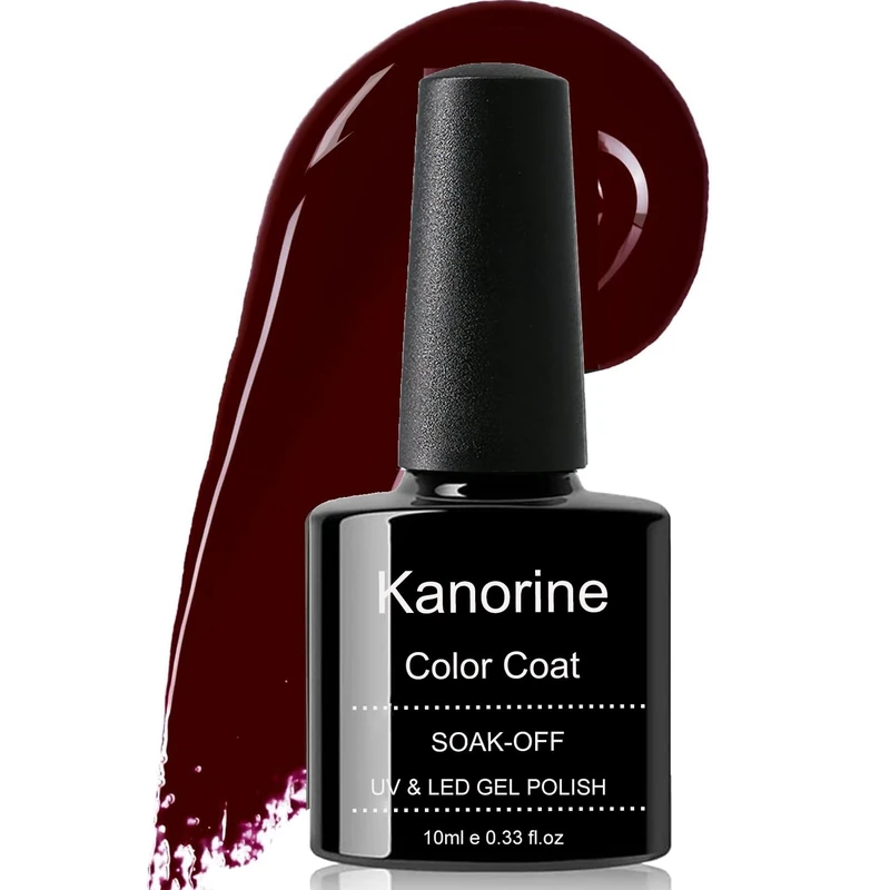KANORINE Burgundy Red Gel Nail Polish Color Coat Soak-Off UV/LED dark Red Colour Gel PolishNail Art 10ml