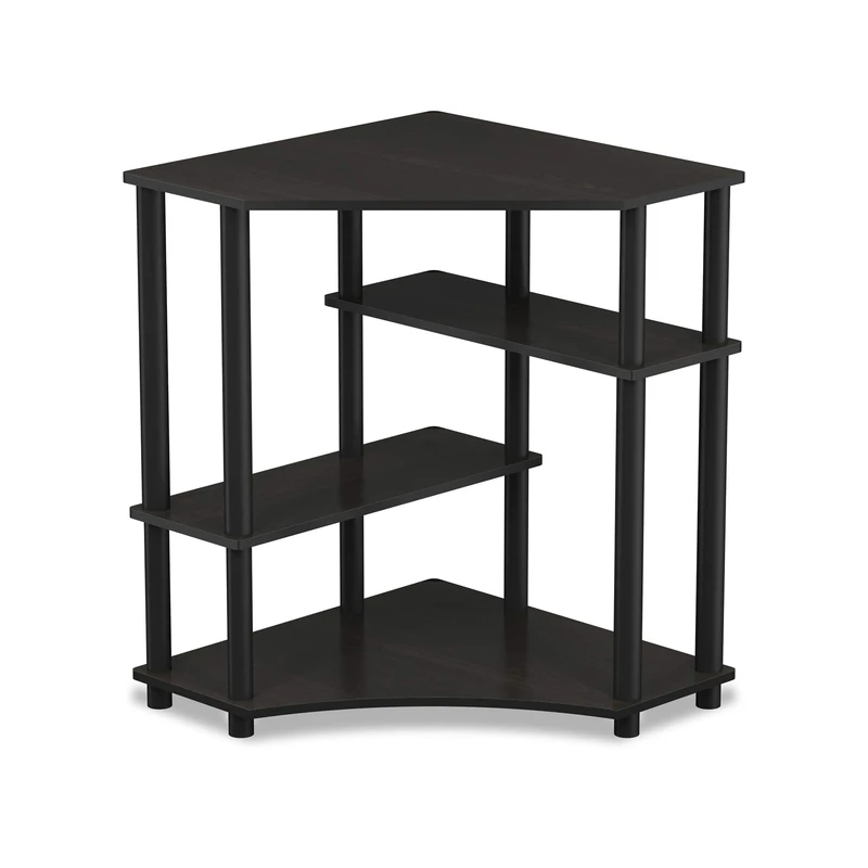 Furinno Turn-N-Tube Space Saving Corner Desk with Shelves, Espresso/Black, 79 (W) x 72.4 (H) x 57.2 (D) cm