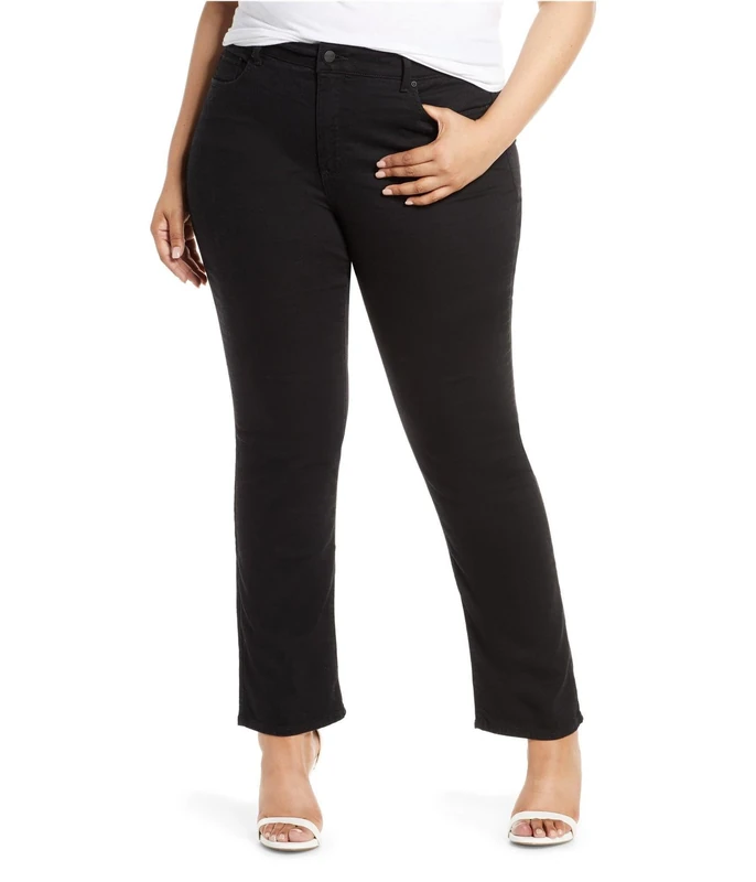NYDJ Women's Plus Size Marilyn Straight Leg Jeans, Black 2299, 24W