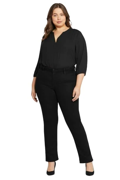NYDJ Women's Plus Size Marilyn Straight Leg Jeans, Black, 22W