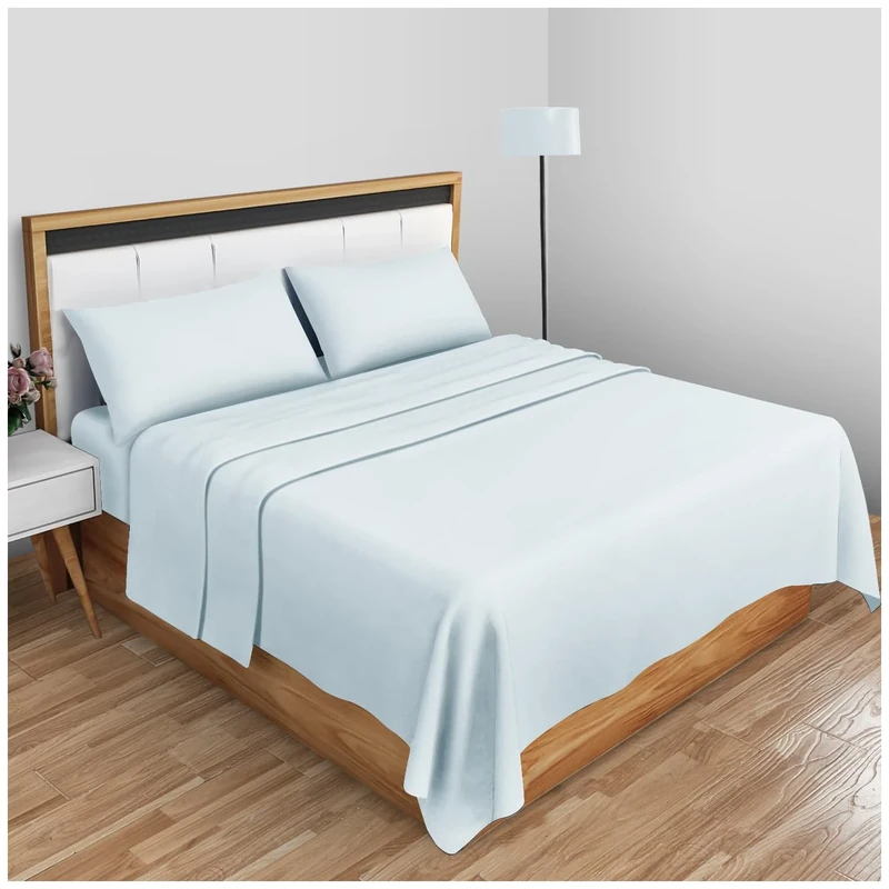 GC GAVENO CAVAILIA Super Soft Plain Dyed Diamond Flat Sheet [ Super King - Sky Blue ]