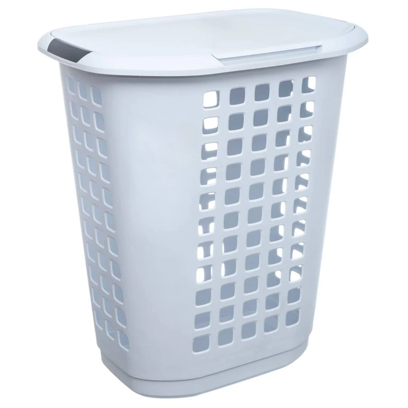 Five Closed Laundry Basket 63 L White and Grey