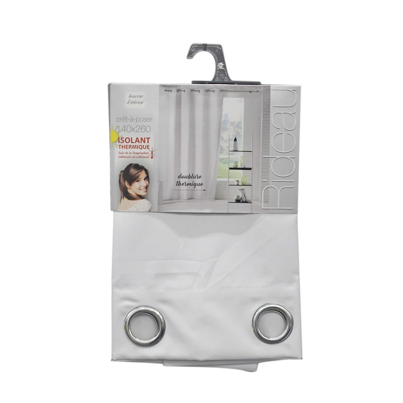 Douceur d'Intérieur Eyelet Curtain 140 x 260 cm Polyester Thermal Icemount White