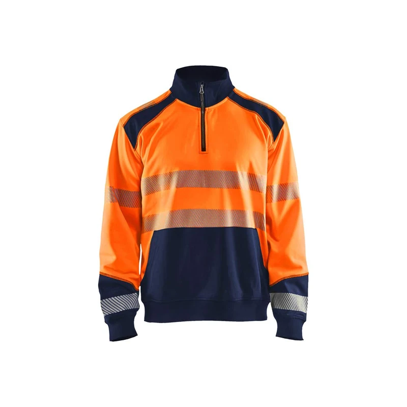 Blaklader 355625285389S High Vis Sweatshirt with Half Zip, High Vis Orange/Navy Blue, Size S