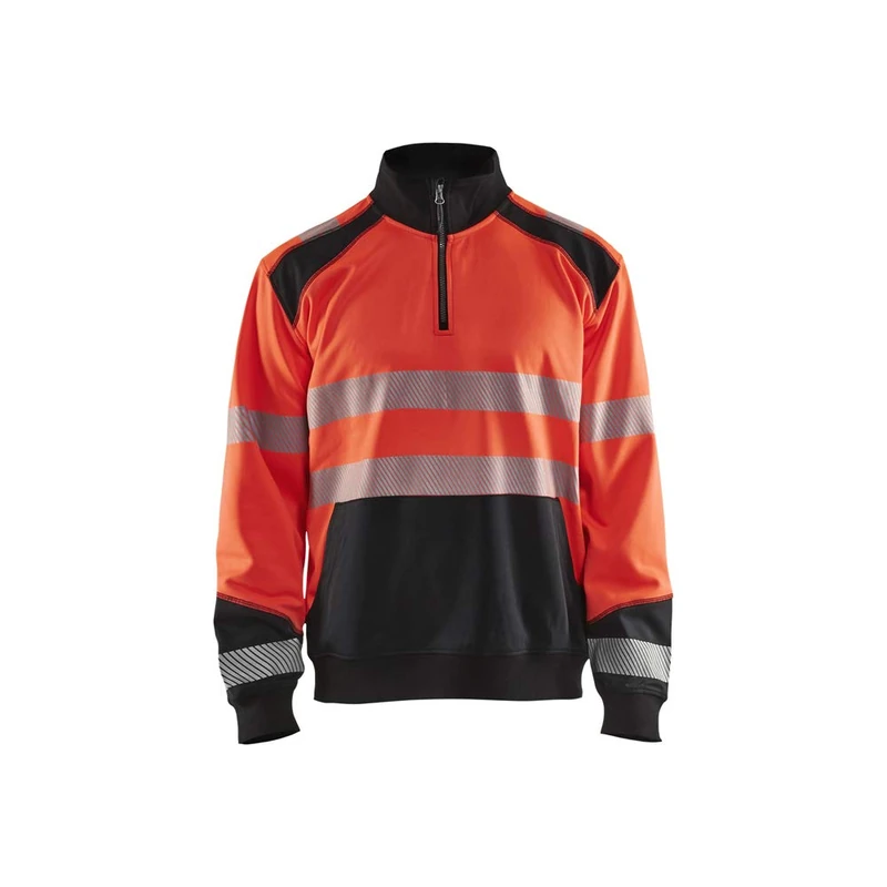 Blaklader 355625285599M High Vis Sweatshirt with Half Zip, High Vis Red/Black, Size M