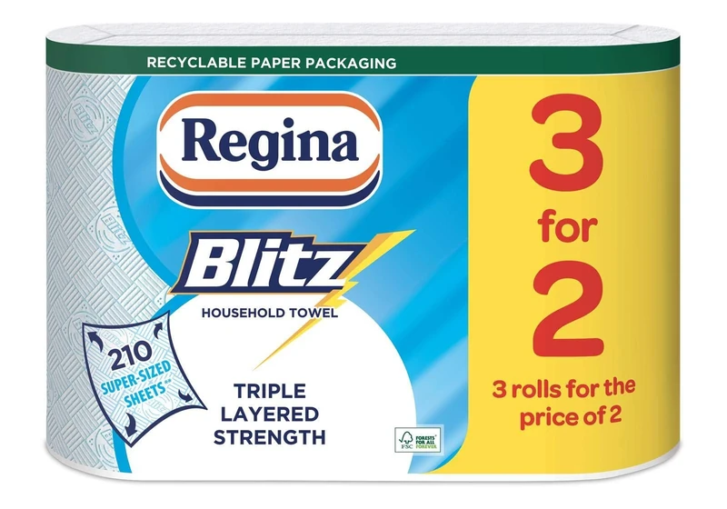 Regina Blitz 12 Rolls Original Kitchen Rolls in Recycled ECO Paper Bag - Image 1