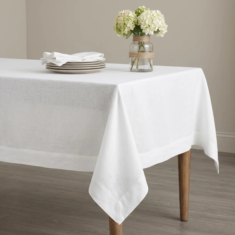 Solino Home Linen Tablecloth 54 x 72 Inch – 100% Pure Linen White Tablecloth for Spring, Summer, Wedding, Party, Indoor, Outdoor – Fete, Handcrafted from European Flax and Machine Washable