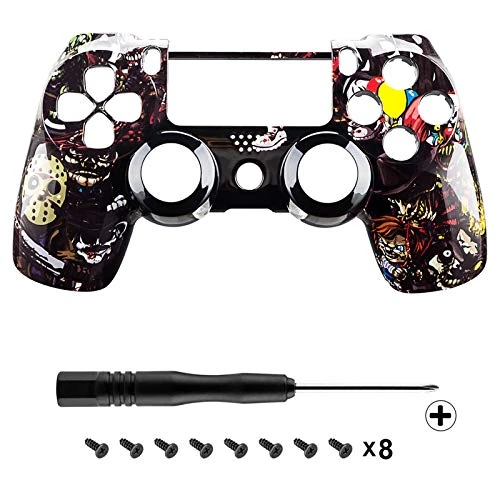 eXtremeRate Front Housing Shell Faceplate for Playstation 4 PS4 Slim PS4 Pro JDM-040 JDM-050 JDM-055 Controller - Scary Party Bomb