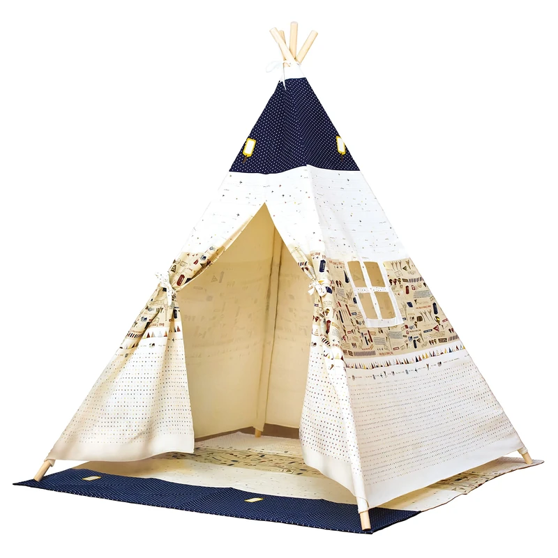 Bino 82820 - Kids Tipee Play Tent. Outdoor Or Indoor Playhouse For Children, White, Made Of Cotton. Size- 120x120x150 cm.