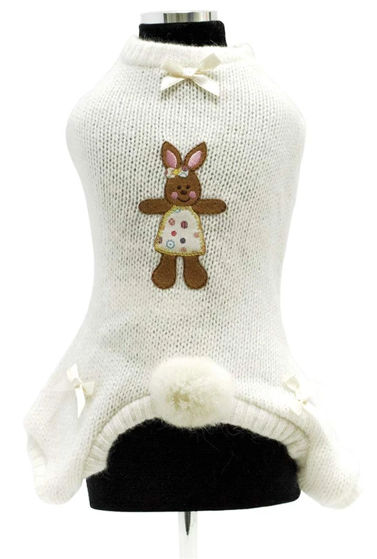 Trilly Tutti Brilli Axelle 4Zampe Wool Suit with Thermal Application and Pompon with Brooch, Large, White