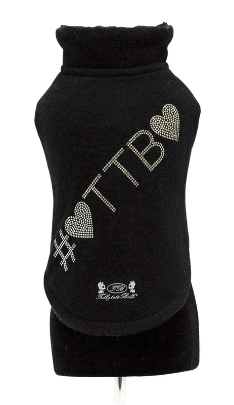 Trilly Tutti Brilli Maude Sweatshirt with Plush interior And Swarovski Application, Black, 2X-Small
