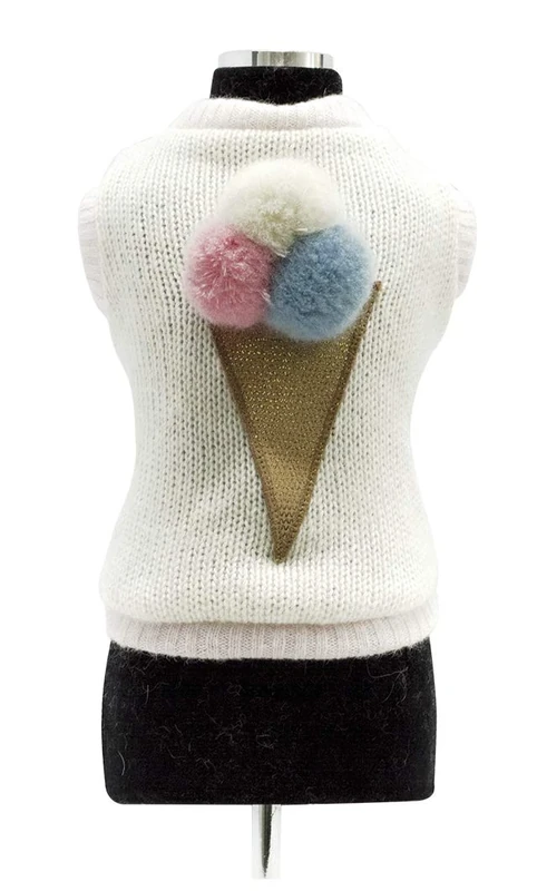 Trilly Tutti Brilli Agathe Wool Sweater with Contrasting Profiles, Lurex Appliqué and Brooch Pompons, X-Small, Pink