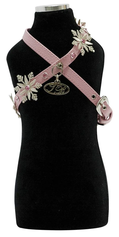 Trilly Tutti Brilli Yannp Harness with Swarovski Rivets And Fabric Snowflakes, Light Pink, Large