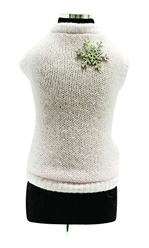 Trilly Tutti Brilli Loup Wool Sweater with Crystal Snowflake Brooch, Pink, 2X-Small