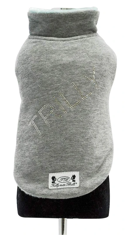 Trilly Tutti Brilli Regine Sweatshirt with Plush interior And Swarovski Application, Light Blue, Small/Medium - Image 1