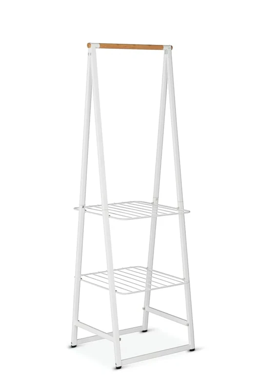 Brabantia - Linn Clothes Rack, Small - Multi-functional Hanging space - Airing or Drying Shelves - Hangs up to 16 items - Stable Space Saver - Non-slip Base - Free Standing - Easy to Assemble - White