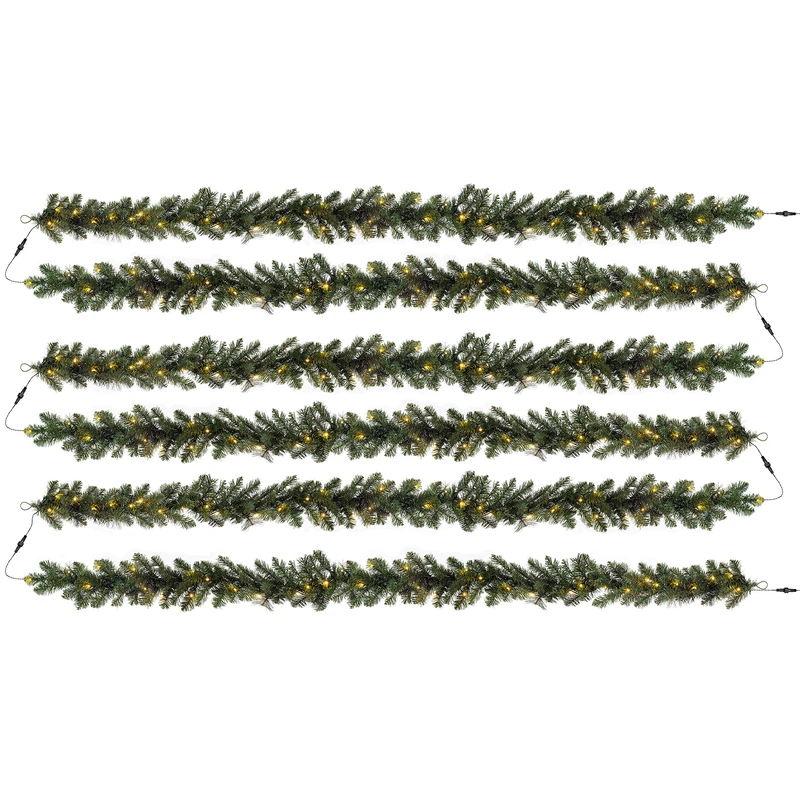 WeRChristmas Pre-Lit Connectable Garland, Multi-Function LED Lights