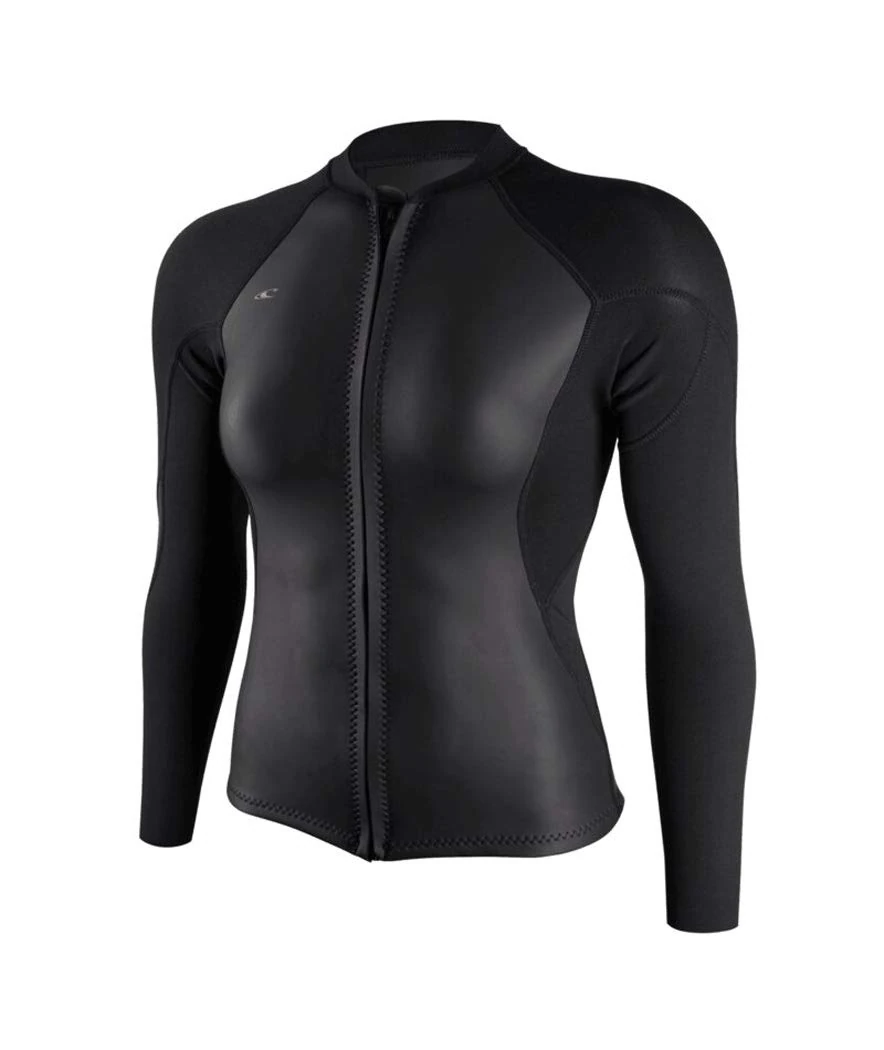 O'Neill Womens Bahia 1.5mm Full Zip Wetsuit Coat Jacket - Black - Breathable - Wetsuit Size - 12