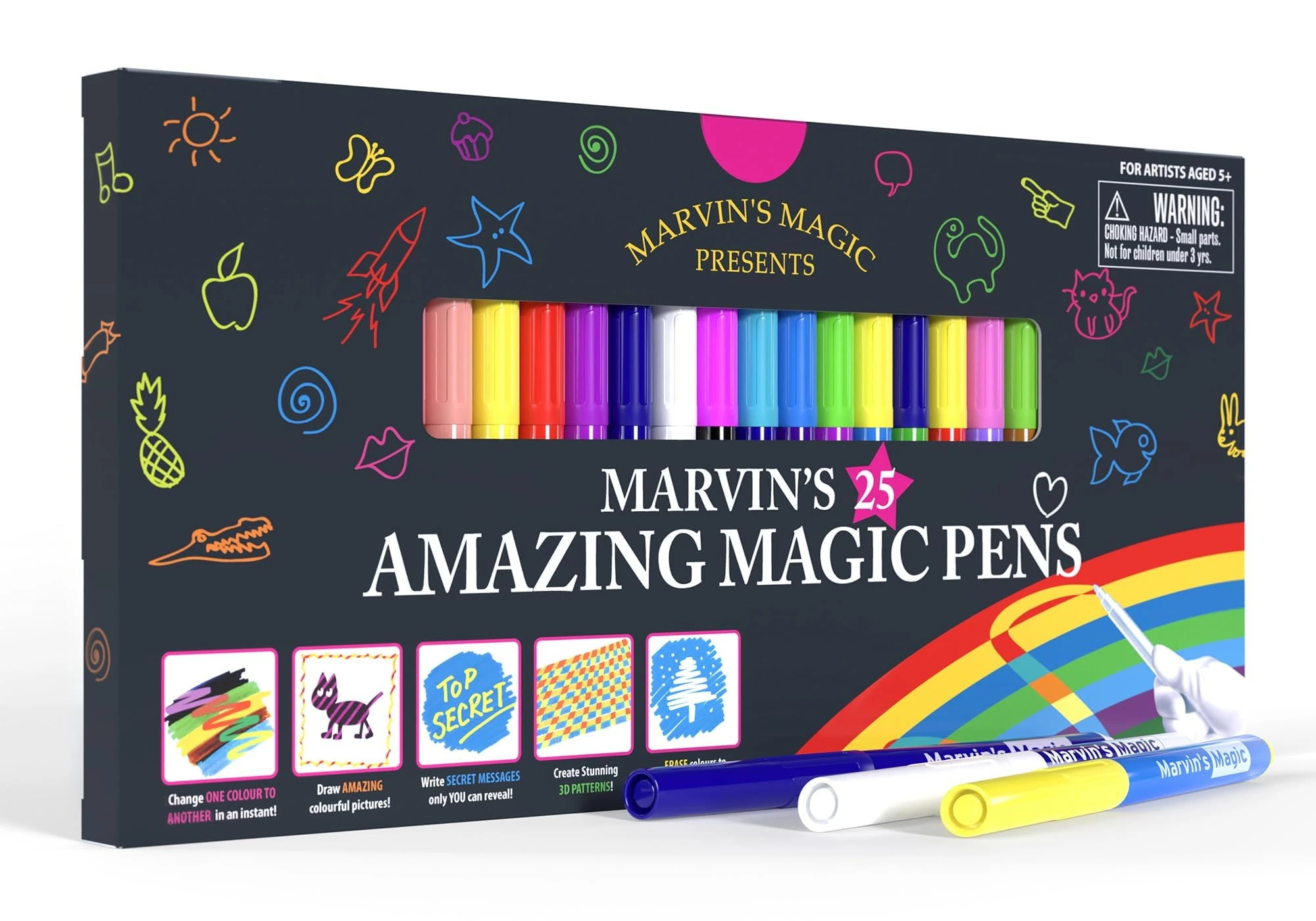Marvin's Magic - 25 Amazing Magic Marker Pens - Colour Changing 3D Pens For Kids - Create 3D Art Pens - Markers for Kids with No Mess and No Fuss - Perfect Arts and Craft Kit