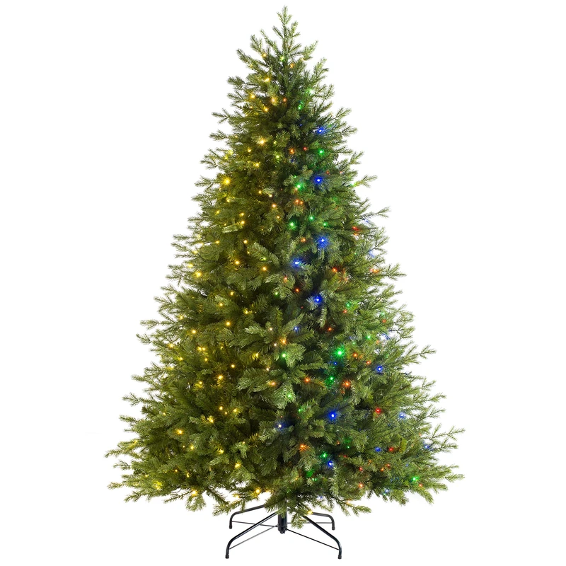 WeRChristmas Pre-lit Windsor Fir Function Christmas Tree with 500 Multi Dual LED Lights, Green, 7 feet/2.1 m, WRC-8528