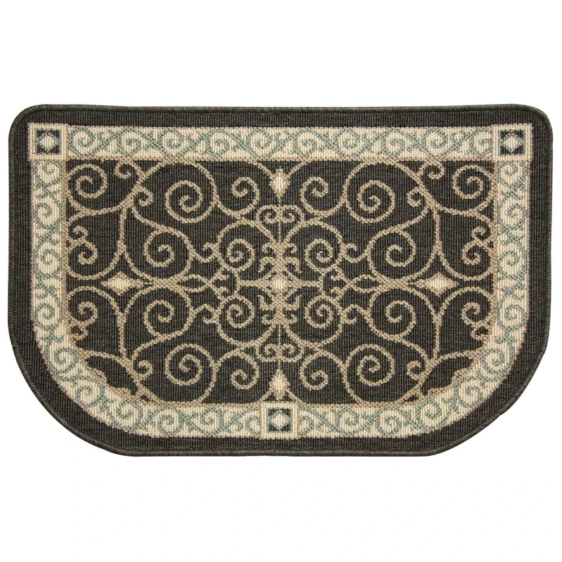 Pilgrim Hearth Area Rug, Polypropylene, Coffee/Tan/Golden Sand/Light Teal, 3' x 1'11" (U-Shape)