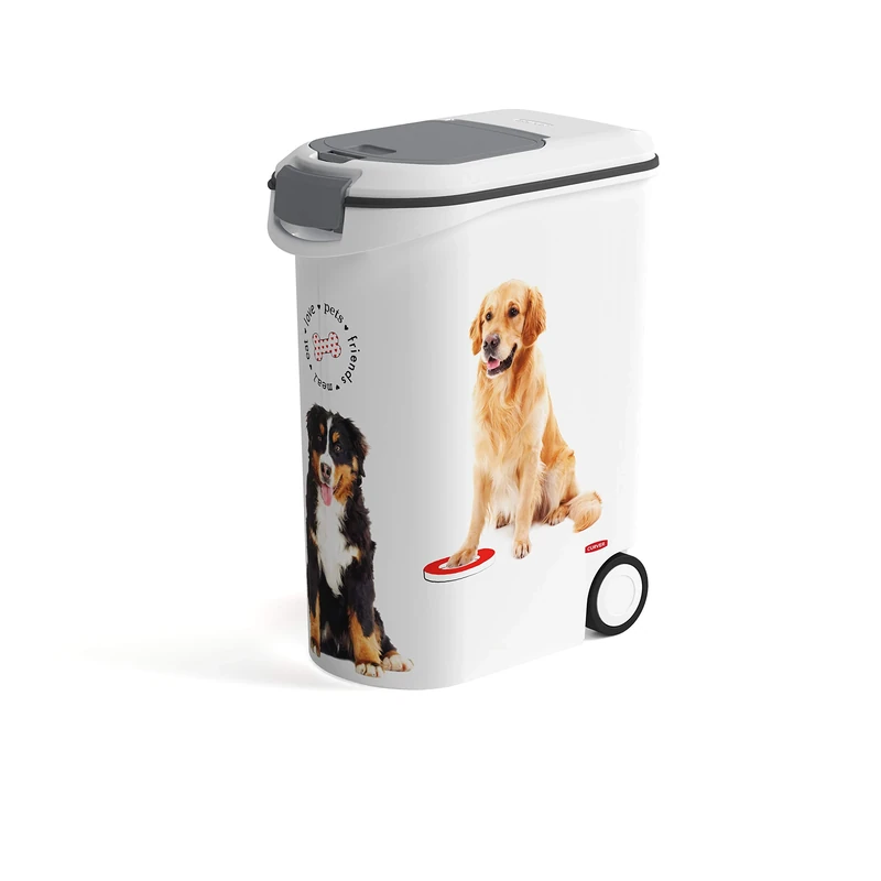 Curver 241093 Food Container 20 kg I 54L White/Grey/Love Pets Dogs 49.3 x 27.8 x 60.5 cm
