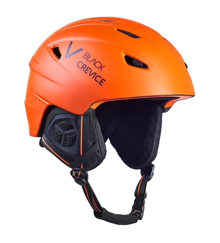 Black Crevice Adult Ski Helmet Stripe, Matt Orange/Black, S