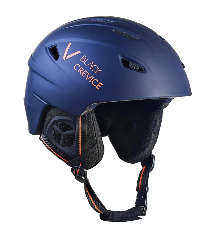 Black Crevice Adult Ski Helmet Stripes Matt Navy/Orange XS