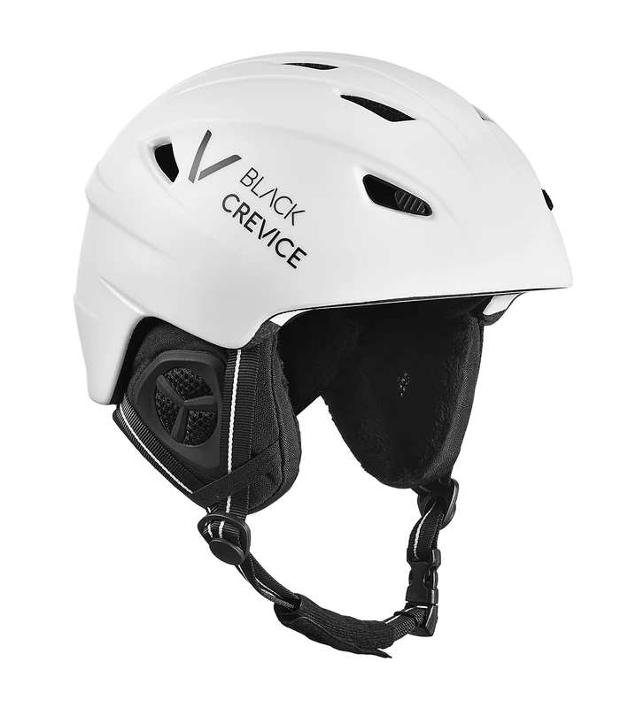 Black Crevice Adult Ski Helmet Stripe, Matt White/Black, XS