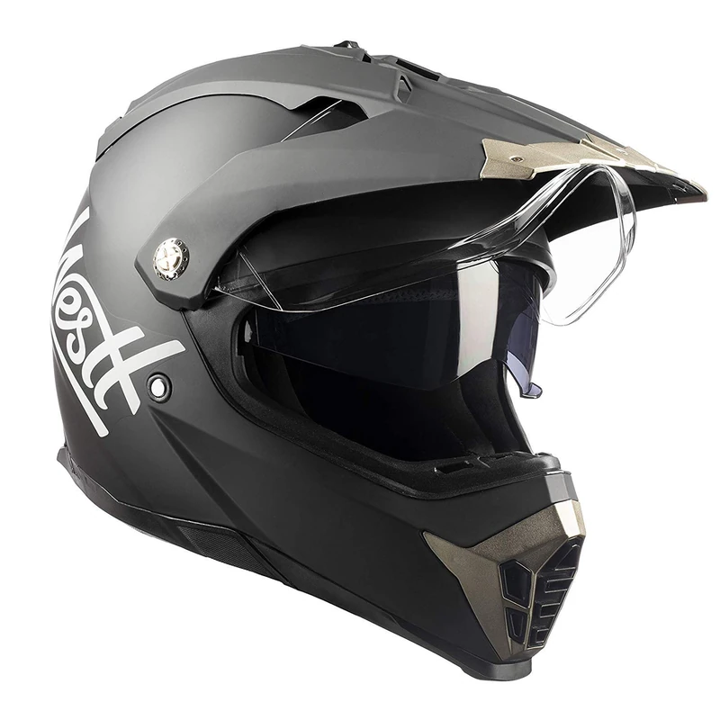 Westt Adults Motocross Helmet - DOT Approved Dual Visor Black