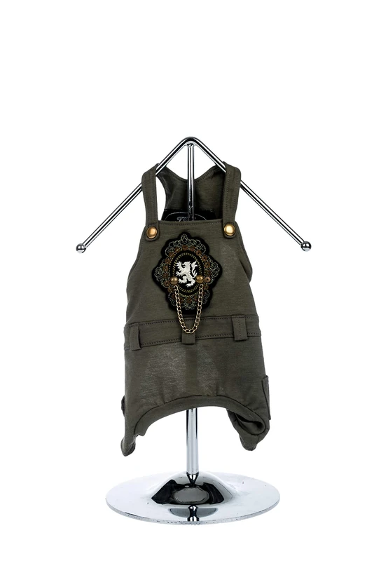 Trilly Tutti Brilli 15-CAMO.VERS/M Camomile Dungarees with Thermal Application Military Badge S/M, Green
