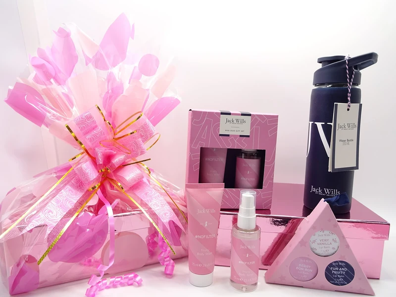 Jack Wills Gift Box Hamper, Ladies Mini Duo Fruity Body Spray, Fruity Body Wash Gift Set, Jack Wills Lip Balm Trio, Jack Wills Blue Water Bottle - Image 1