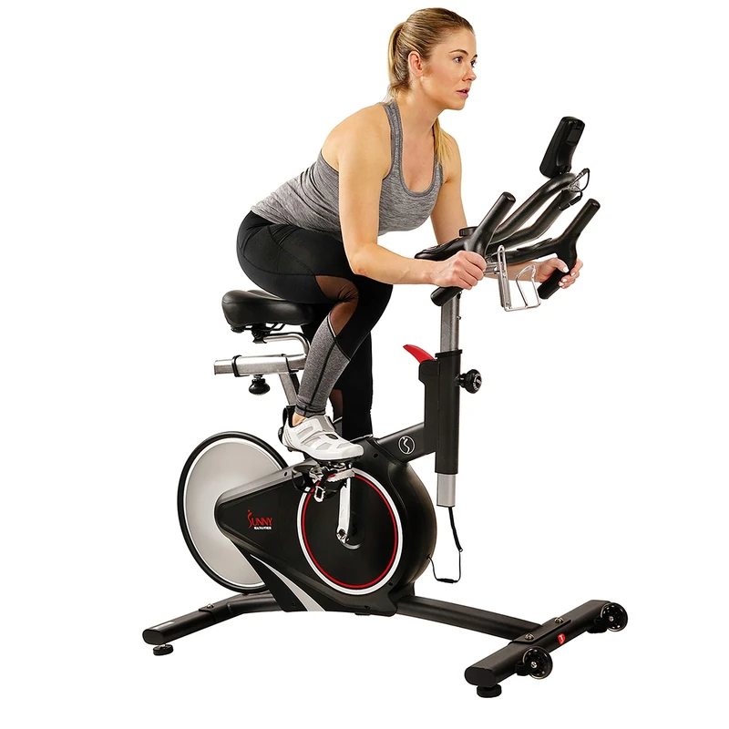 SUNNY HEALTH & FITNESS Magnetic Belt Rear Drive Indoor Cycling Bike, High Weight Capacity with Cadence Sensor - SF-B1709