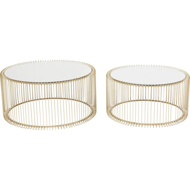 Kare Design Table Wire Brass, 33.5 x 69.5 cm, 2 Pieces