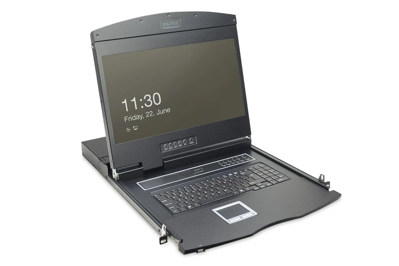 KVM Modulare Konsole mit 19" TFT (48,3cm), 16 Port KVM & Touchpad, deutsche Tastatur RAL 9005 - schwarz DIGITUS Professi, Black - Image 1