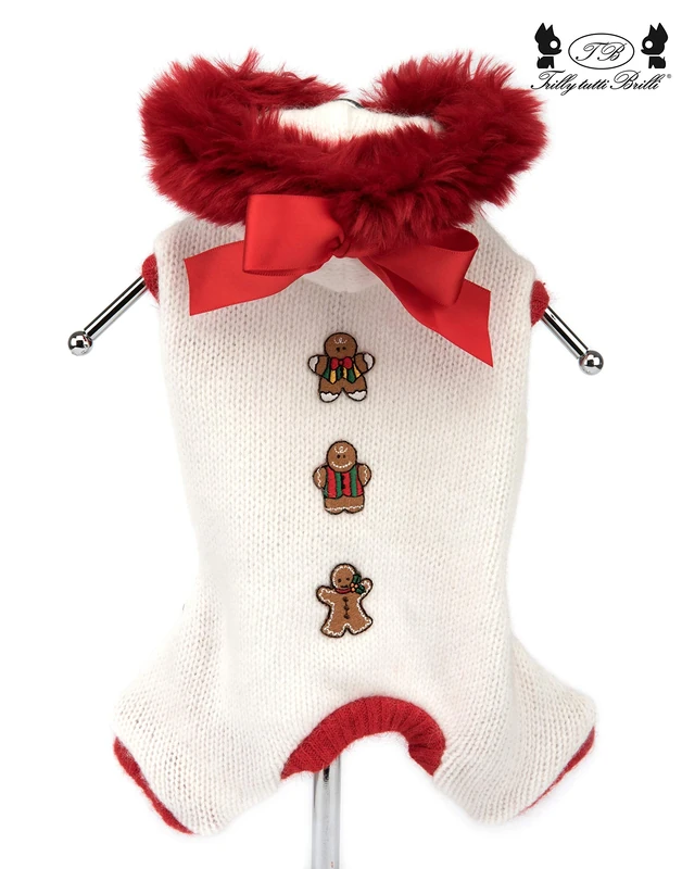 Trilly Tutti Brilli Dylan Quattrozampe Angora with Hood, White, XS