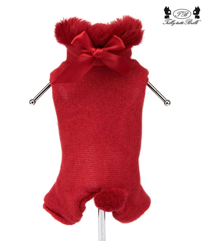 Trilly Tutti Brilli Oscar Quattrozampe Angora with Hood, Red, XS