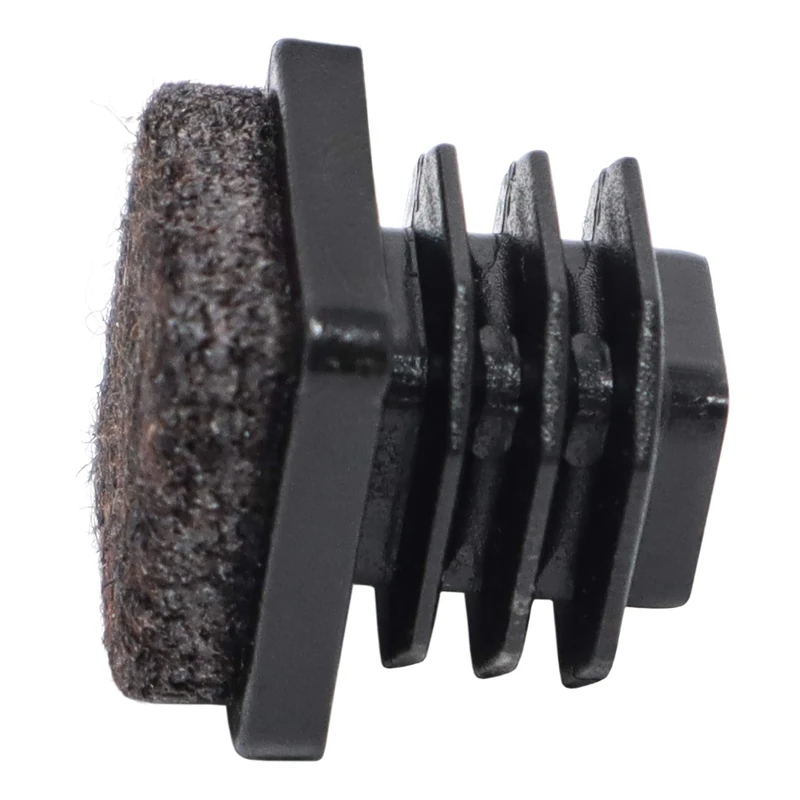 Adsamm® / 100 x Felt glides for tubes / black / 12x12 - 14x14 mm / square / Premium quality ripped inserts with felt for tubular steel chairs