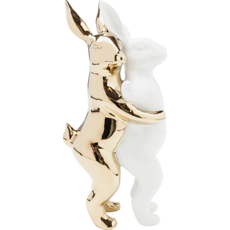 Kare Design Decorative figurine Hugging Rabbits Medium, White, 25x15x12 cm, Decorative object, Design, Home decor, Ceramic, Modern, Home design, Interior, Decoration, Home trend, Gift, Living room - Image 1