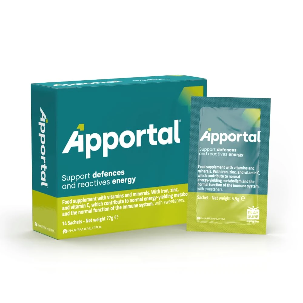 Apportal Vitamins & Mineral Supplement – Tonic Energetic - 19 Nutrients with Iron, Vitamin C, D, B3, E, Magnesium to Reduce Tiredness & Fatigue - 14 Sachets