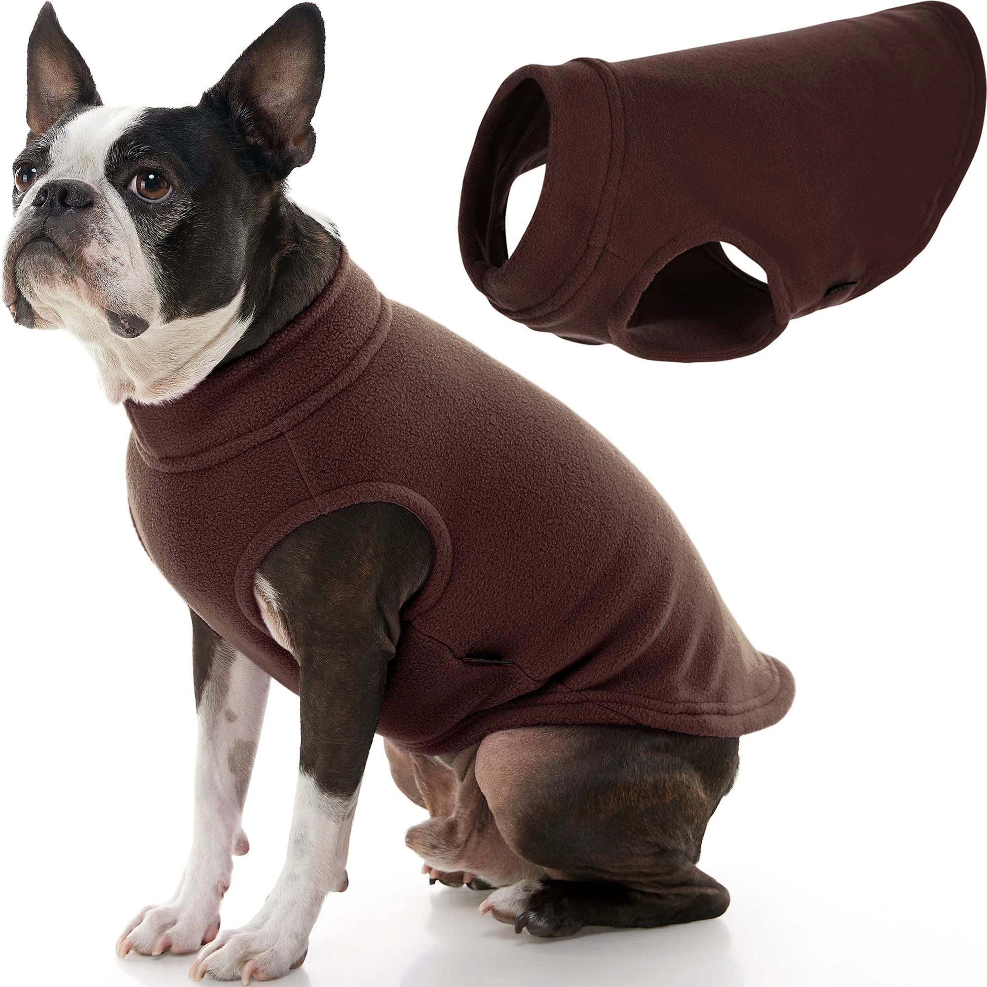 Gooby - Stretch Fleece Vest Sweater Fleece Vest Jacket Jumper for Dogs Brown XXL