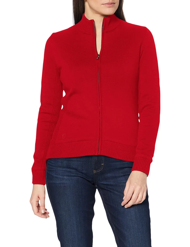 FootJoy Women's s Full-Zip Lined Wool Track Jacket, Red (Rojo 96031), Small