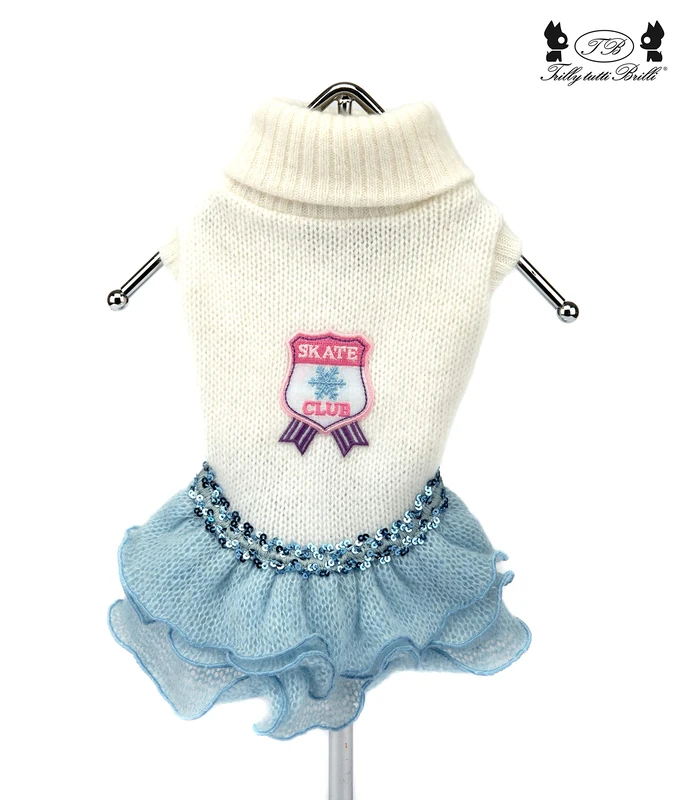 Trilly Tutti Brilli Denna Angora Dress with Thermal Applique, White, XXS