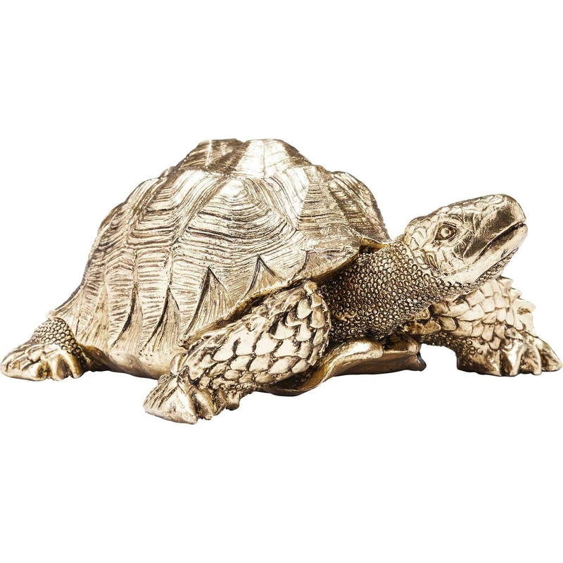 Kare Design Deco Figurine Turtle, Gold, Small tortoise accessories, polyresin, room decor, home decor for living room, bedroom, 11x26x20cm (H/W/D) - Image 1