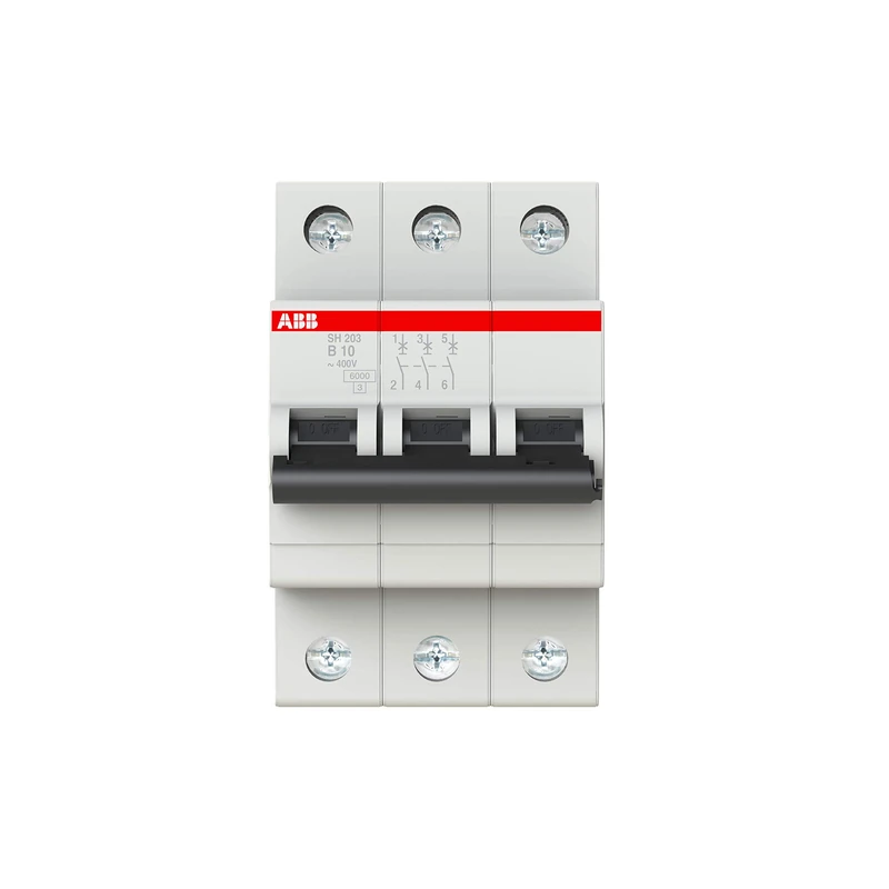 ABB SH203-B10 Miniature Circuit Breaker, 3 Pole, 10 Amp (ABB2CDS213001R0105)
