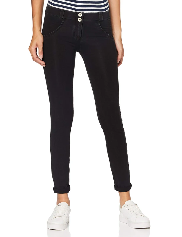 FREDDY WR.UP® Regular-Rise Super Skinny Trousers in Dark Jersey Denim - Dark Jeans-Yellow Seam - Medium