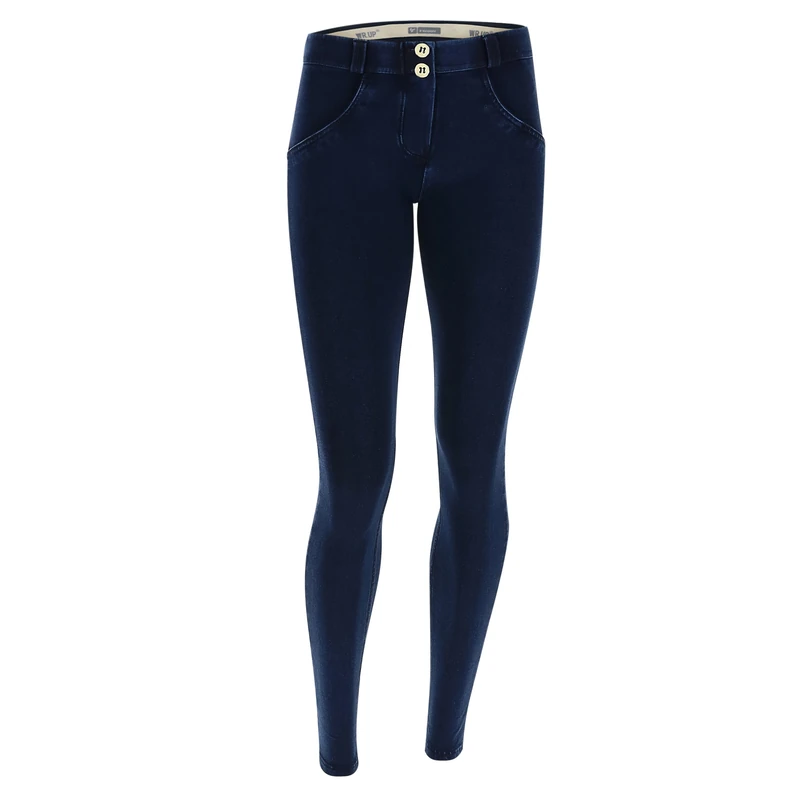FREDDY WR.UP® Regular-Rise Super Skinny Trousers in Dark Jersey Denim - Dark Jeans-Yellow Seam - Small