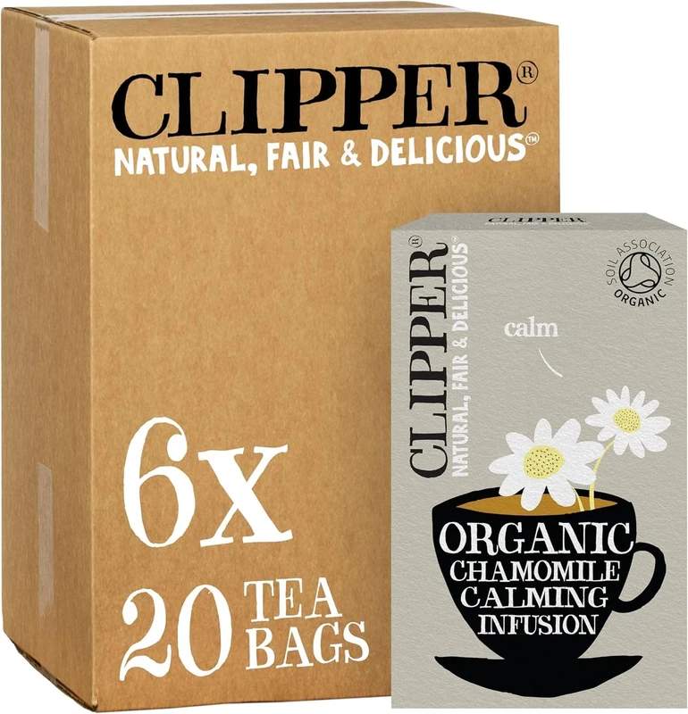 Clipper Organic Chamomile Tea Bags | 120 Infusion Teabag Sachets (6 x Boxes of 20) | Bulk Buy for Home & Catering | Caffeine-Free Herbal Tea Bags | Eco-Conscious, Natural, Unbleached & Biodegradable
